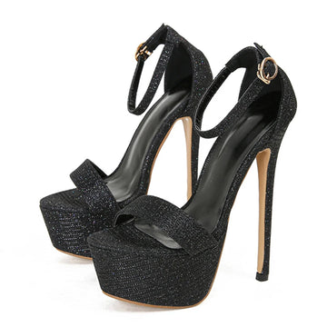 Xajzpa Model Catwalk Sequined Platform Sandals For Women Sexy Open Toe Party Nachtclub Stripper Heels Pole Dance Shoes Size 34-46
